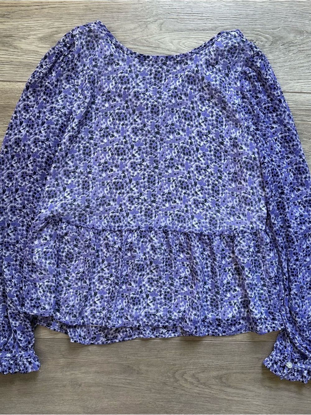 LOFT Lavender Floral Tiered Blouse